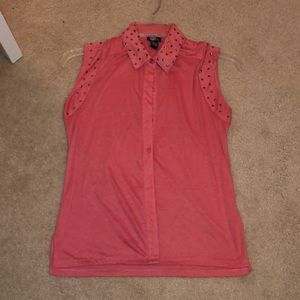 Pink button up top with rhinestones